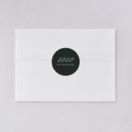 Classic Joyful Greeting Holiday Stickers Hunter Green Circle