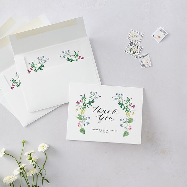 Enchanted Wildflower Thank You Cards Sea Foam