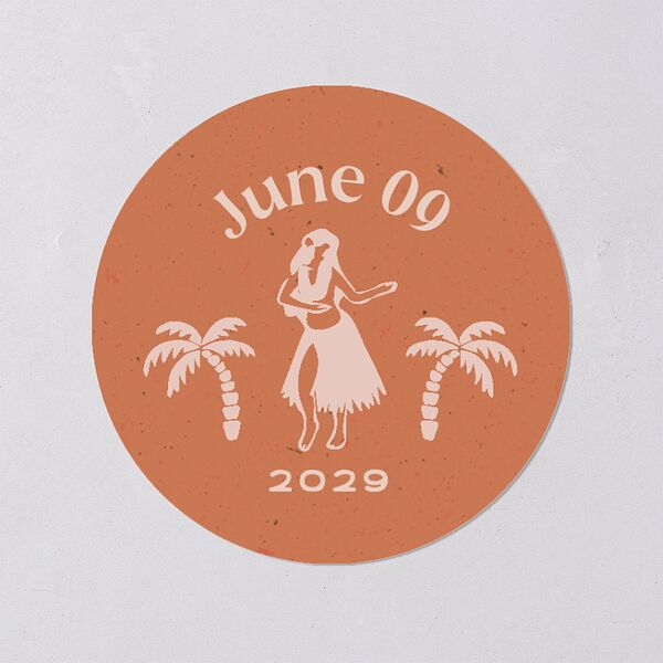 Beach Party Wedding Stickers Pink Cotton Circle