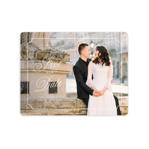 We're Getting Married Save The Date Magnets Pure White Magnet Paper