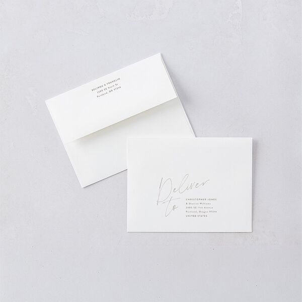 Modern Script Names Save the Date Petite Cards Shadow Gray Signature smooth Blank No Standard