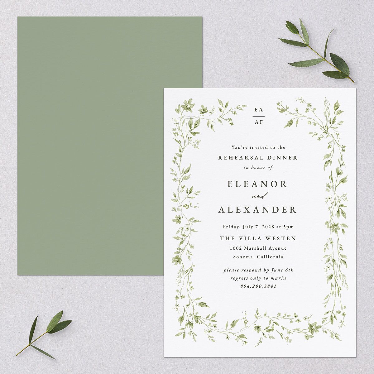 Timeless Floral Rehearsal Dinner Invitations Thyme Signature Blank Standard