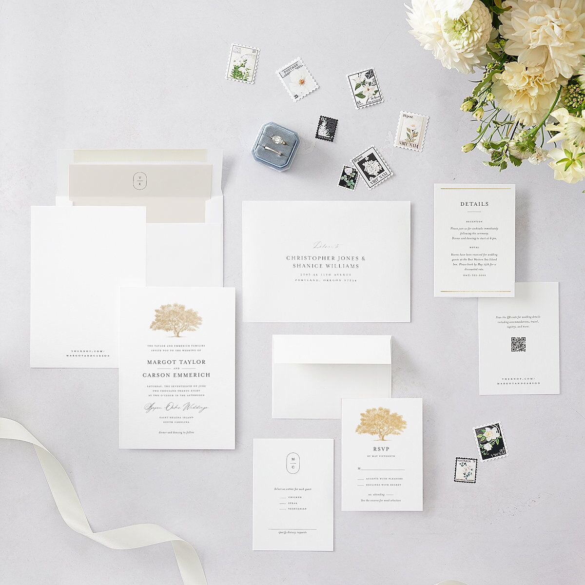 Southern Oak Tree Foil Wedding Invitations — view 5