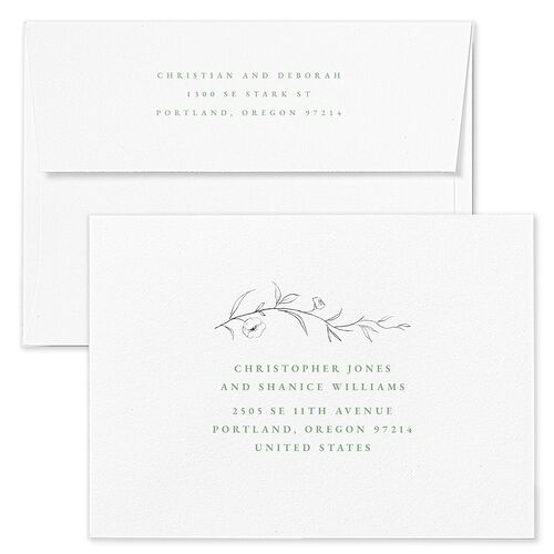 Graceful Botanical Rehearsal Dinner Invitation Envelopes Blue Sea Foam Recipient Address Signature Standard