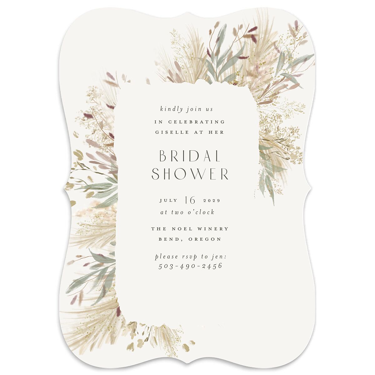 Ethereal Pampas Bridal Shower Invitations