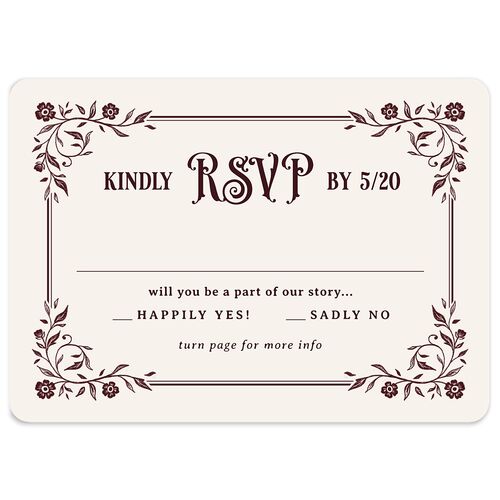 Vintage Storybook Wedding Response Cards Merlot Signature Rounded