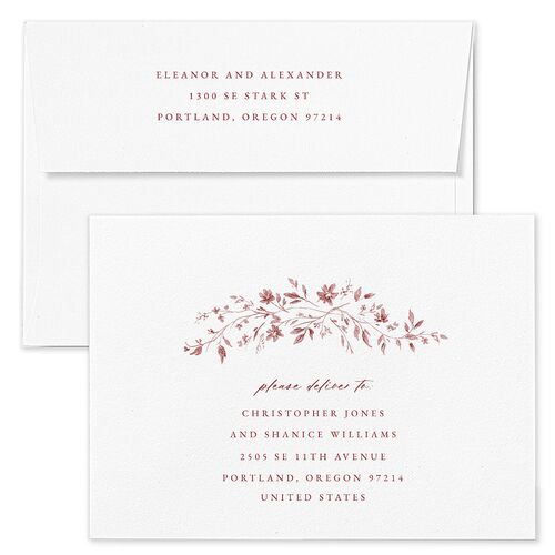 Timeless Floral Rehearsal Dinner Invitation Envelopes White Dahlia Both Recipient and Return Addresses Signature Standard