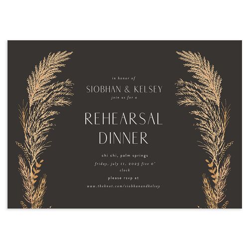 Regal Pampas Rehearsal Dinner Invitations Charcoal Signature Blank Standard
