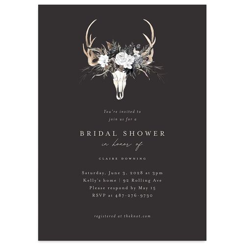 Gothic Antlers Bridal Shower Invitations Charcoal Signature Blank Standard