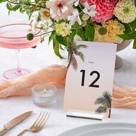 Breezy Palm Trees Table Numbers Sheer Lilac Signature
