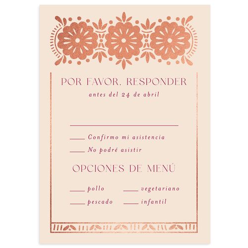 Hacienda Elegante Wedding Response Cards Rose Gold Raspberry Recycled