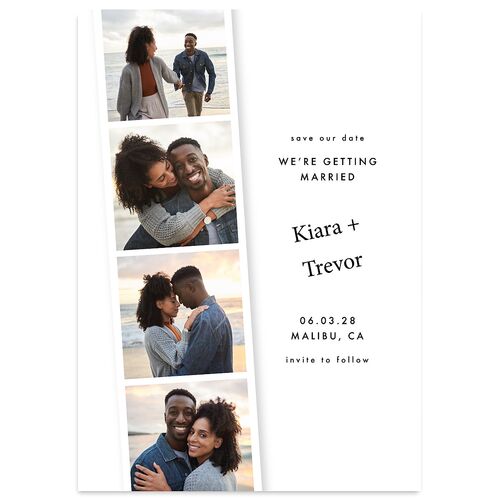 Modern Photobooth Save the Date Cards Pure White Signature smooth Blank No