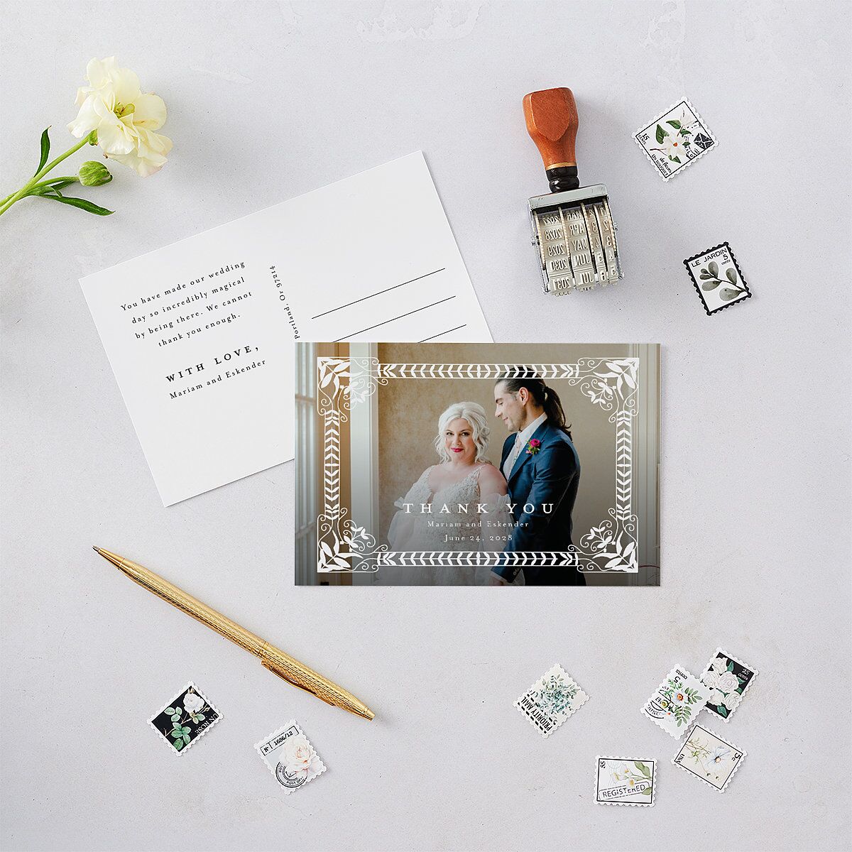 Medieval Elegance Thank You Postcards Midnight