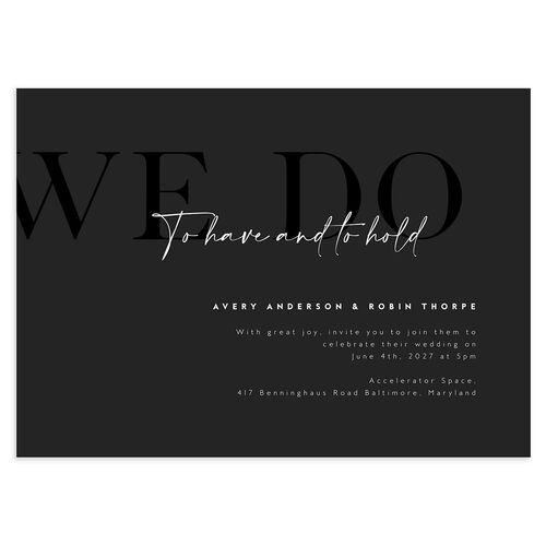 Modern Vow Wedding Invitations Charcoal Signature Blank No Standard