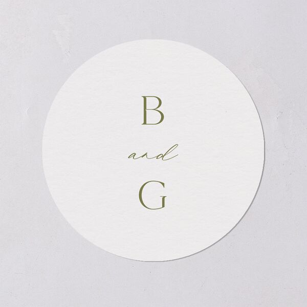 Vintage Ornate Frame Wedding Stickers Olive Circle