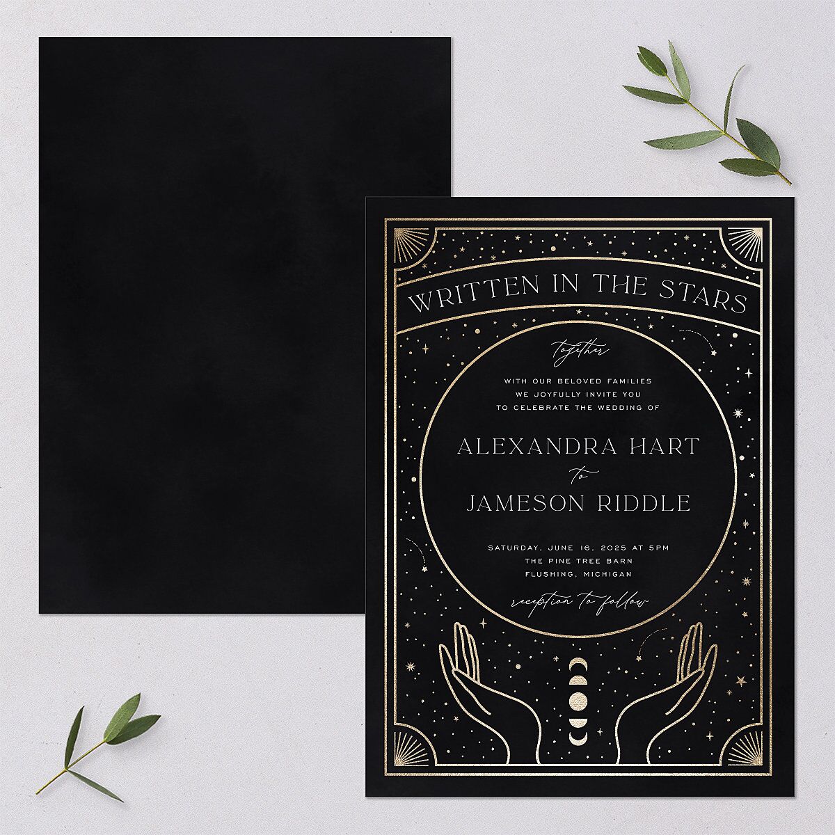 Written In The Stars Wedding Invitations Gold Midnight Signature Blank No Standard