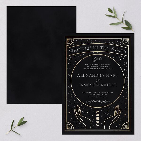 Written In The Stars Wedding Invitations Gold Midnight Signature Blank No Standard