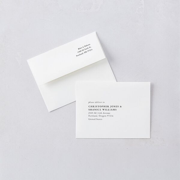 Vertical Names Thank You Card Envelopes White Pure White Both Recipient and Return Addresses Signature Standard
