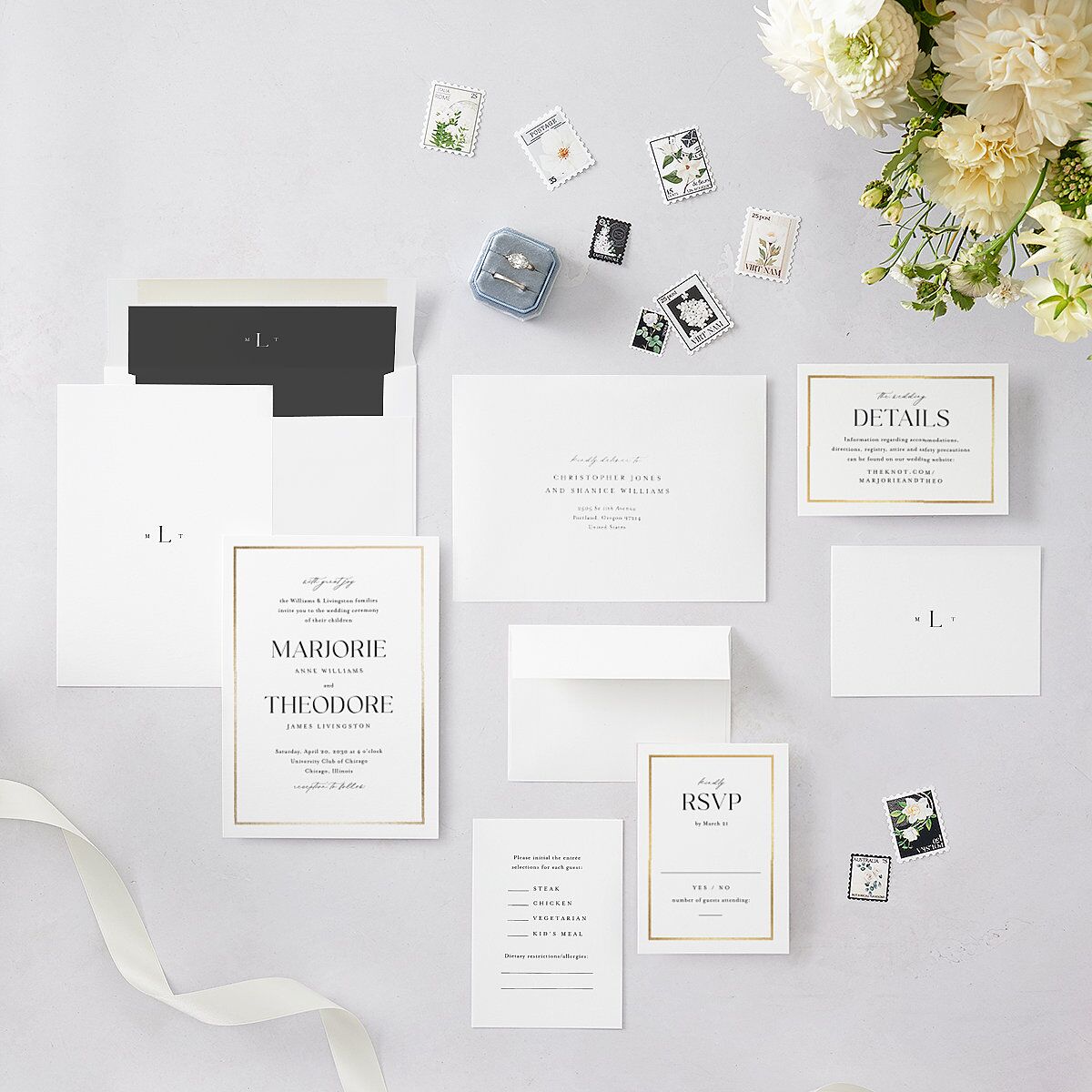 Joyful Union Foil Wedding Invitations Gold Pure White Signature Blank No Standard