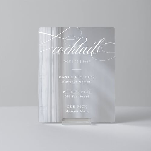 Photo Vow Mirrored Acrylic Bar Tabletop Sign X-small Pure White Standard Mirrored Acrylic XS Tabletop Bar