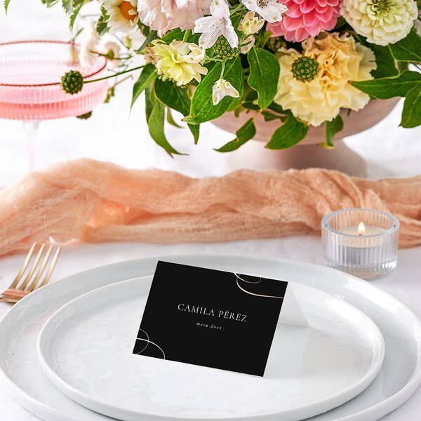 Nuestra Boda Place Cards Gold Charcoal Signature