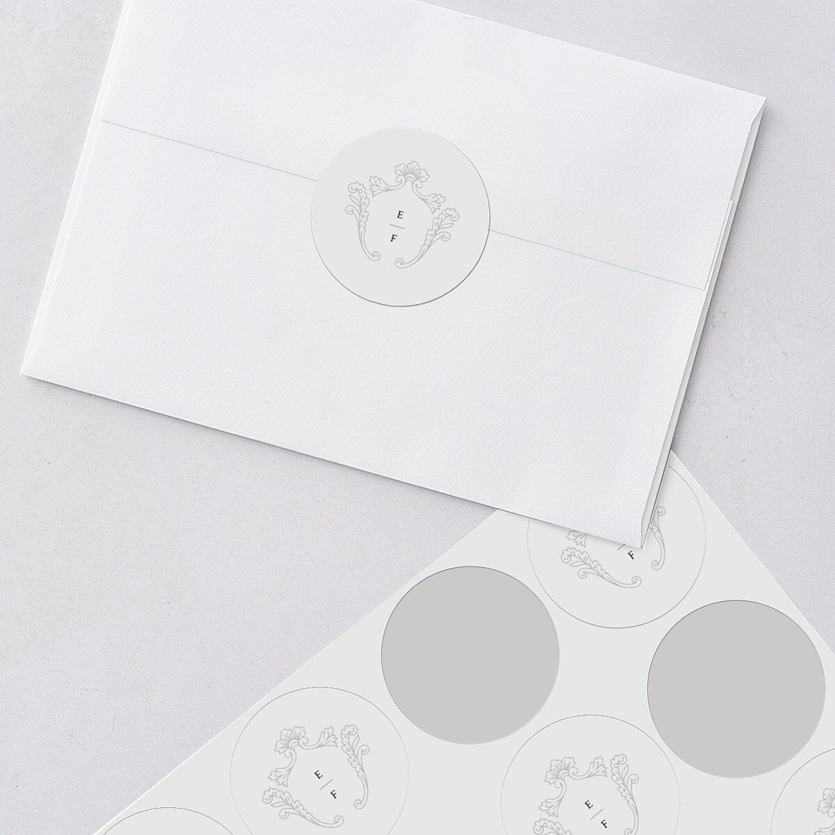 Baroque Border Wedding Stickers Pure White Sticker