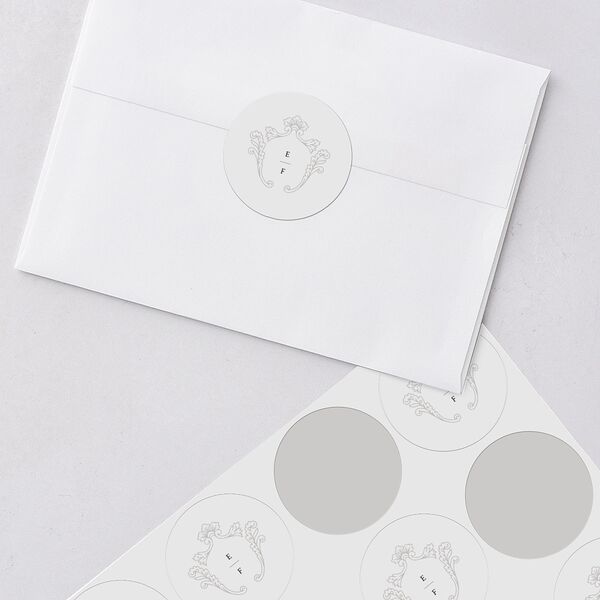 Baroque Border Wedding Stickers Pure White Sticker