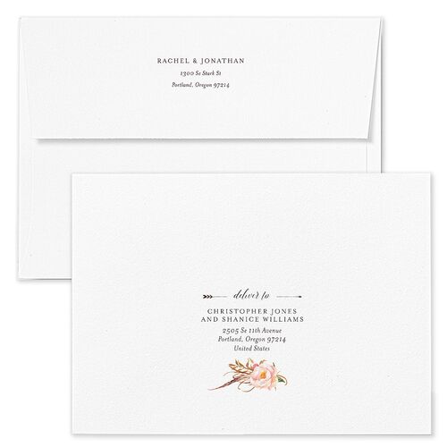 Bohemian Floral Save The Date Card Envelopes White Merlot Both Recipient and Return Addresses Signature Standard