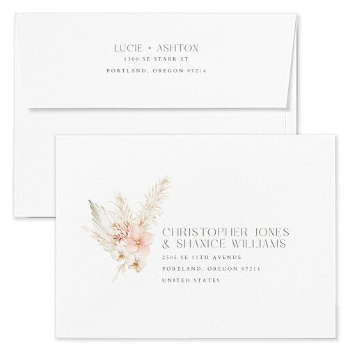 Pampas Floral Wedding Invitation Envelopes Kraft Snow Return Address Standard Signature