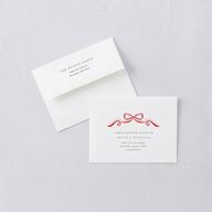 Whimsical Holiday Bow with Garland Thank You Card Envelopes White Ruby Both Recipient and Return Addresses Signature Standard