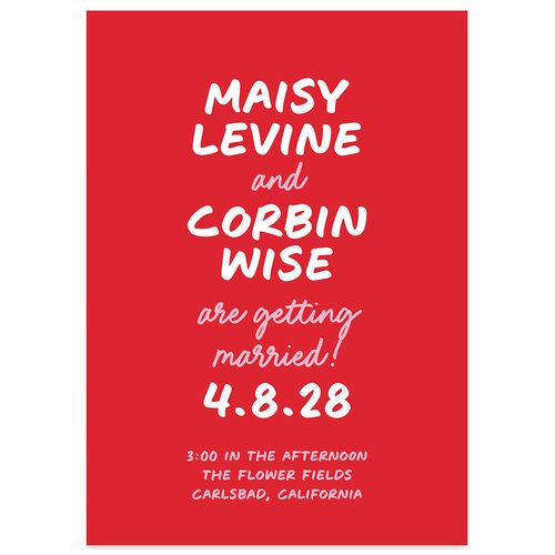 Modern Marker Wedding Invitations Jewel Red Signature Blank No Standard