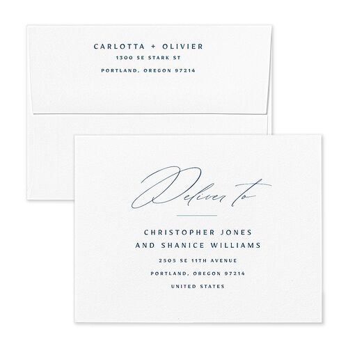 Simply Classic Thank You Card Envelopes Kraft Ink Blue Both Recipient and Return Addresses Signature Standard