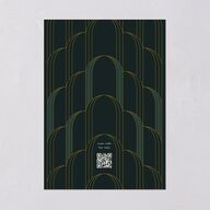 Gatsby Deco Arch Save the Date Cards Dark Emerald Signature smooth Blank No Standard
