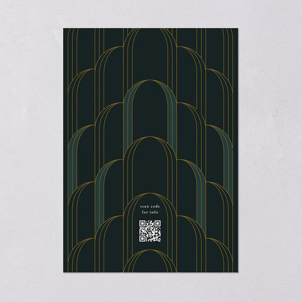Gatsby Deco Arch Save the Date Cards Dark Emerald Signature smooth Blank No Standard