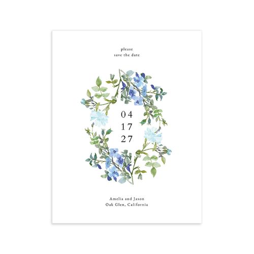 Minimal Floral Save the Date Petite Cards Ocean Signature smooth Blank No Standard