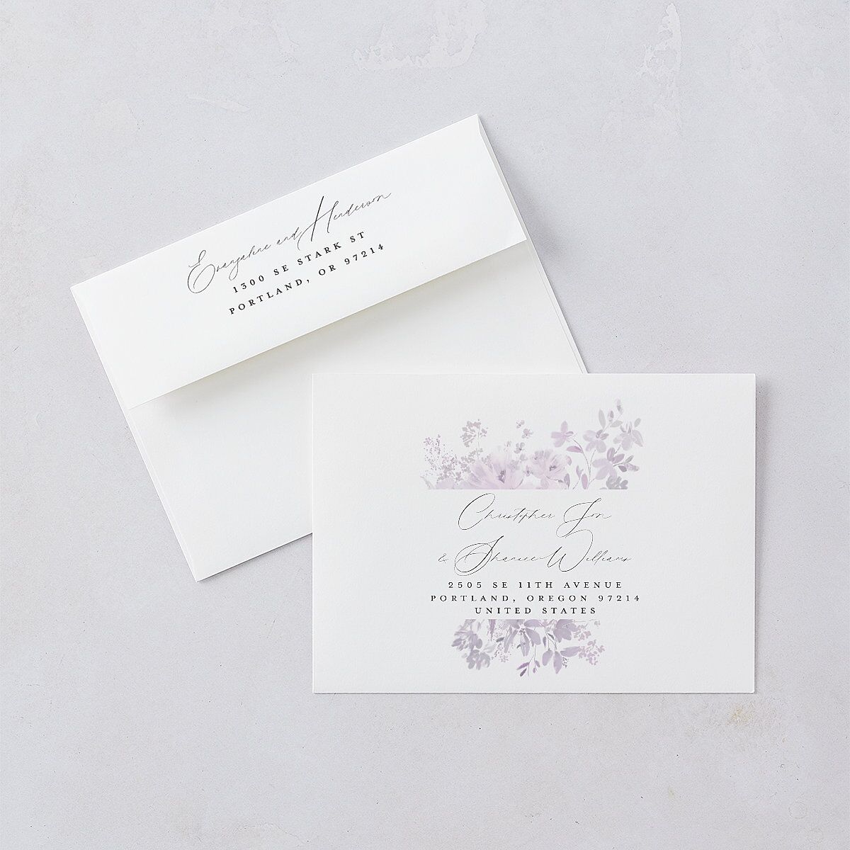 Monochrome Blooms Wedding Invitations Gold Sheer Lilac Signature Blank No Standard