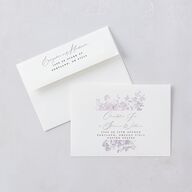 Monochrome Blooms Wedding Invitations Gold Sheer Lilac Signature Blank No Standard