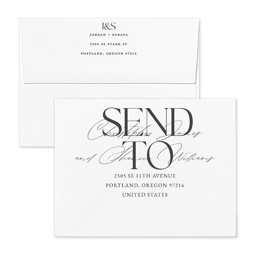 Overlay Thank You Card Envelopes White Dark Navy Both Recipient and Return Addresses Signature Standard
