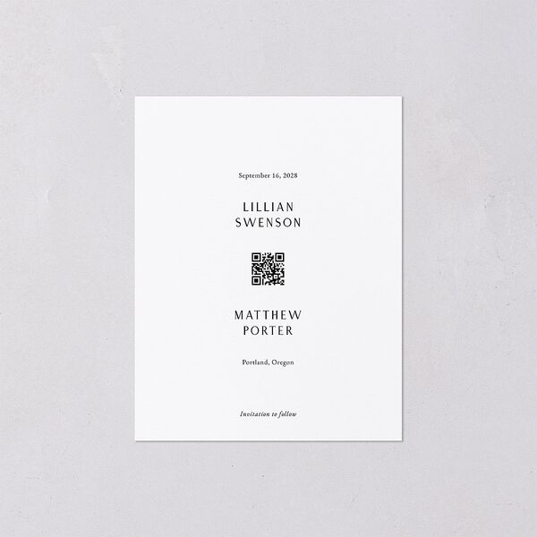 Editorial Monogram Save the Date Petite Cards Pure White Signature smooth Blank No Standard