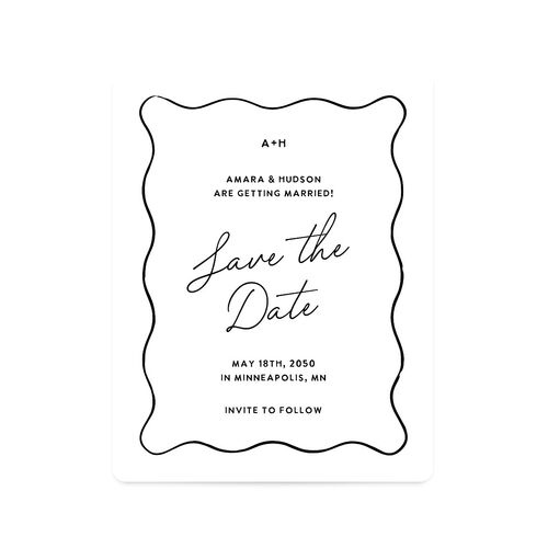 Hand Drawn Wavy Border Save The Date Magnets Pure White Magnet Paper