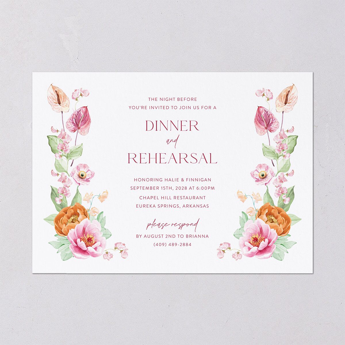 Whimsical Maximalist Floral Rehearsal Dinner Invitations Mulberry Signature Blank Standard