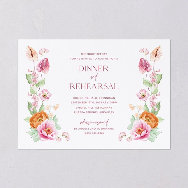 Whimsical Maximalist Floral Rehearsal Dinner Invitations Mulberry Signature Blank Standard