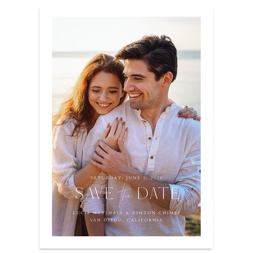Pampas Floral Save the Date Cards Espresso Signature smooth Blank No Standard