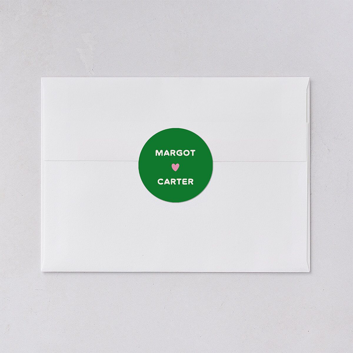 Whimsically Retro Handwritten Note Wedding Stickers Kelly Green Circle