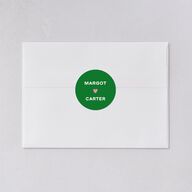 Whimsically Retro Handwritten Note Wedding Stickers Kelly Green Circle