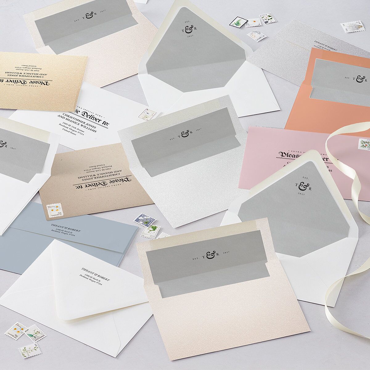 Newspaper Save the Date Cards Pure White Signature smooth Blank No Standard