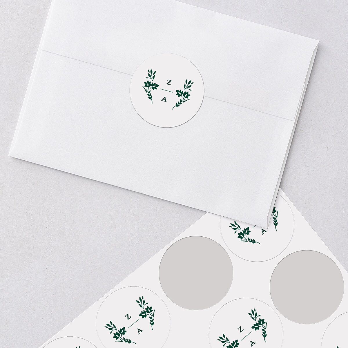 Rustic Kingdom Wedding Stickers Dark Green Circle