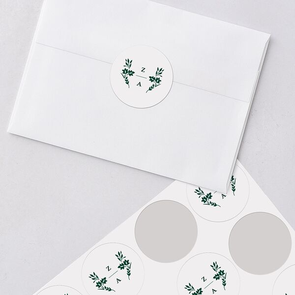 Rustic Kingdom Wedding Stickers Dark Green Circle