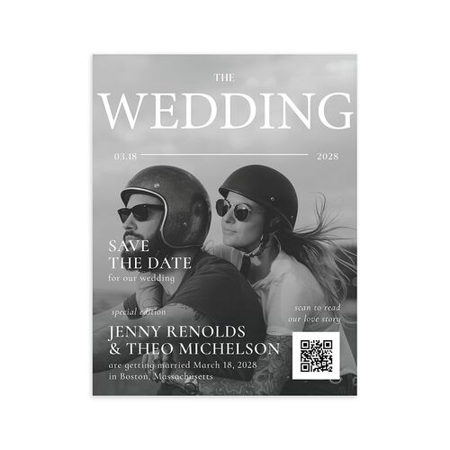 Magazine Cover Save the Date Petite Cards Licorice Signature Blank No