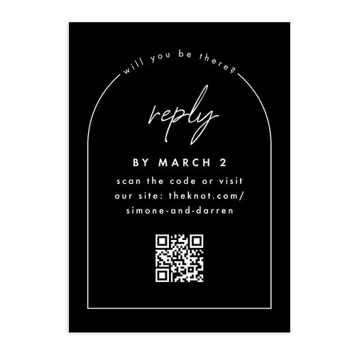 Arched Photo QR Code RSVP Cards Charcoal Signature Standard